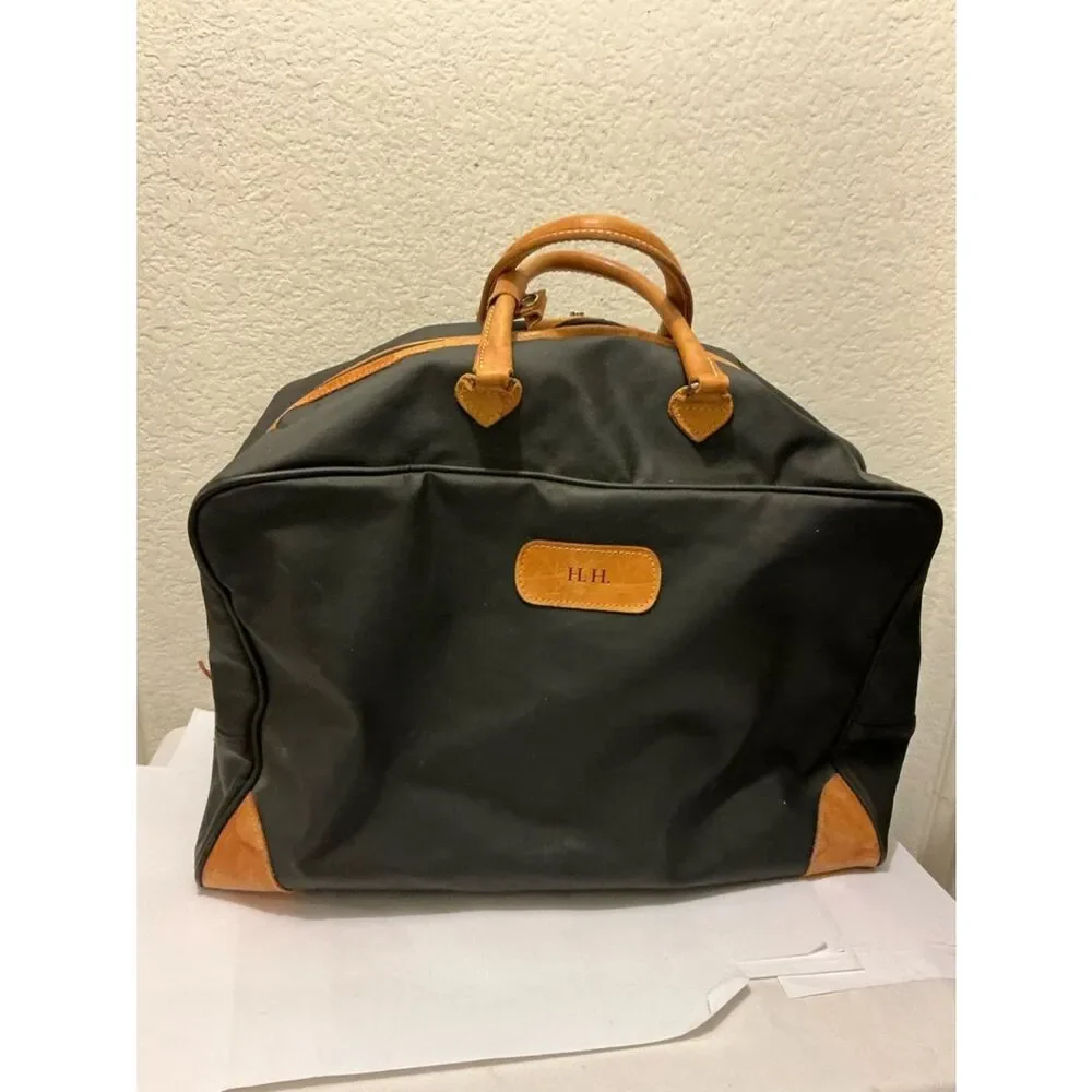 Jon Hart Design Black Duffel with Tan Leather Accents